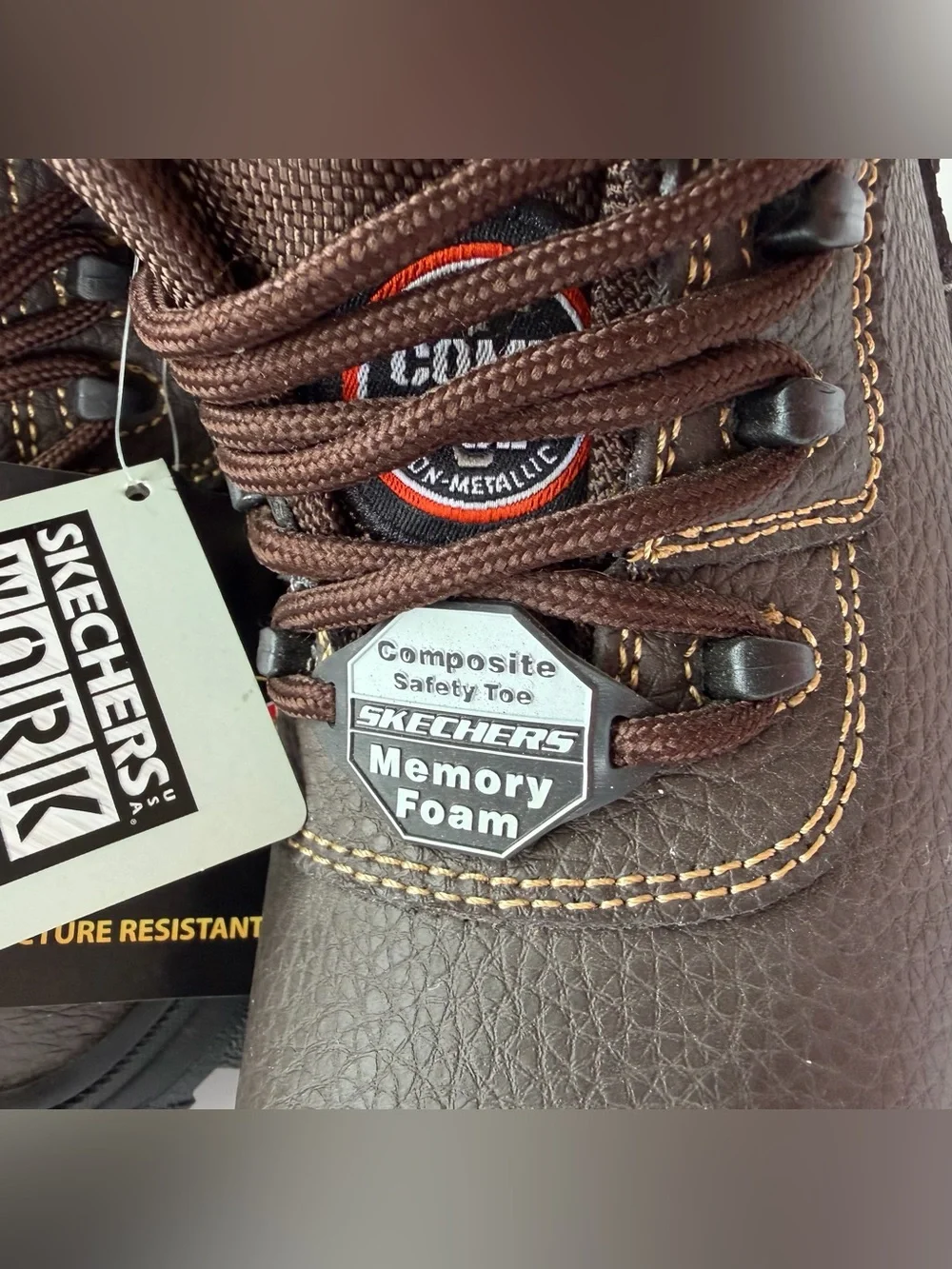 SKECHERS WORK Men's Composite Toe Work Boot Brown Size 5